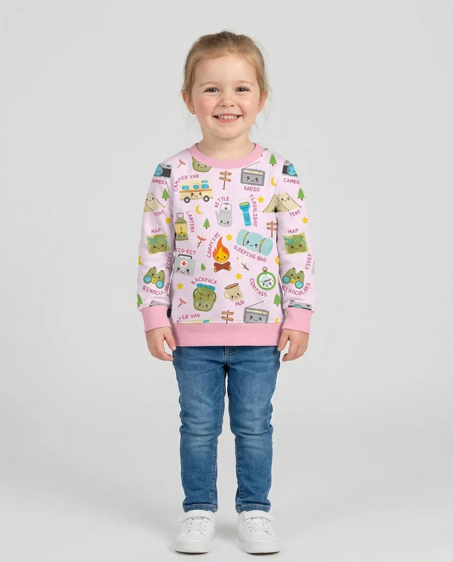Familien-Sweatshirt mit Rundhalsausschnitt „Little Camp Adventure“.