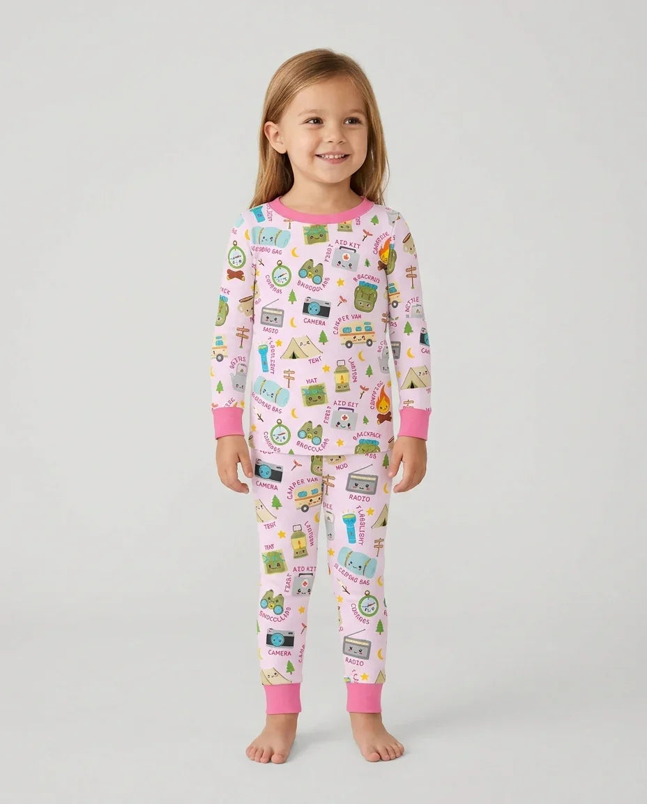 Zweiteiliges Langarm-Pyjama-Set mit Sommerfrüchten