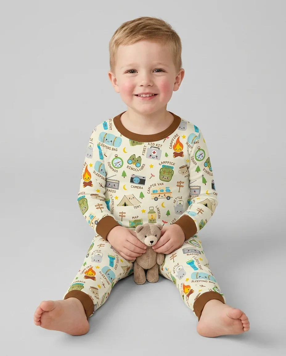 Zweiteiliges Langarm-Pyjama-Set mit Sommerfrüchten