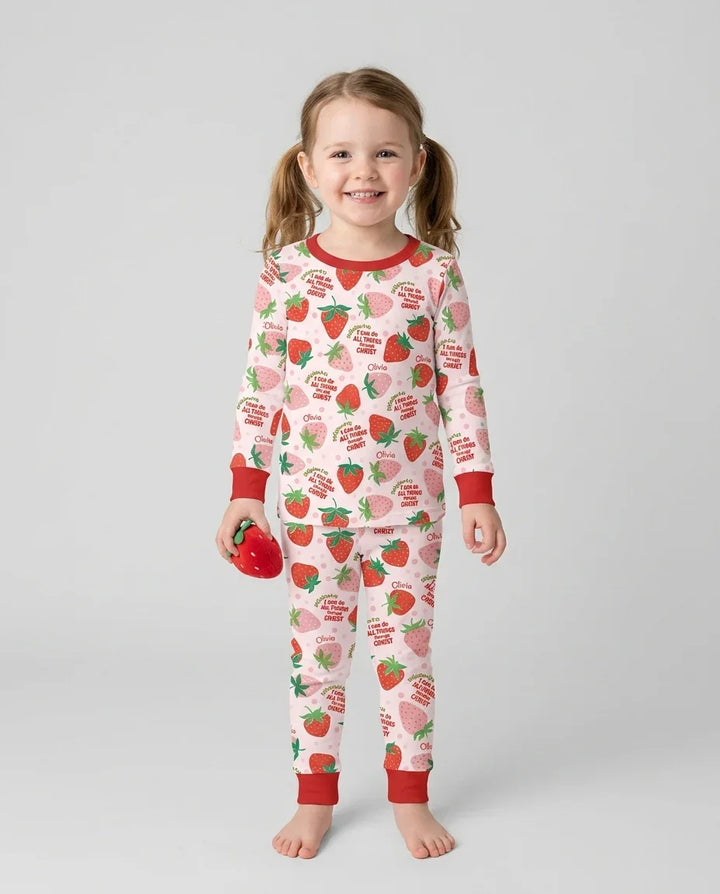 Zweiteiliges Langarm-Pyjama-Set mit Sommerfrüchten