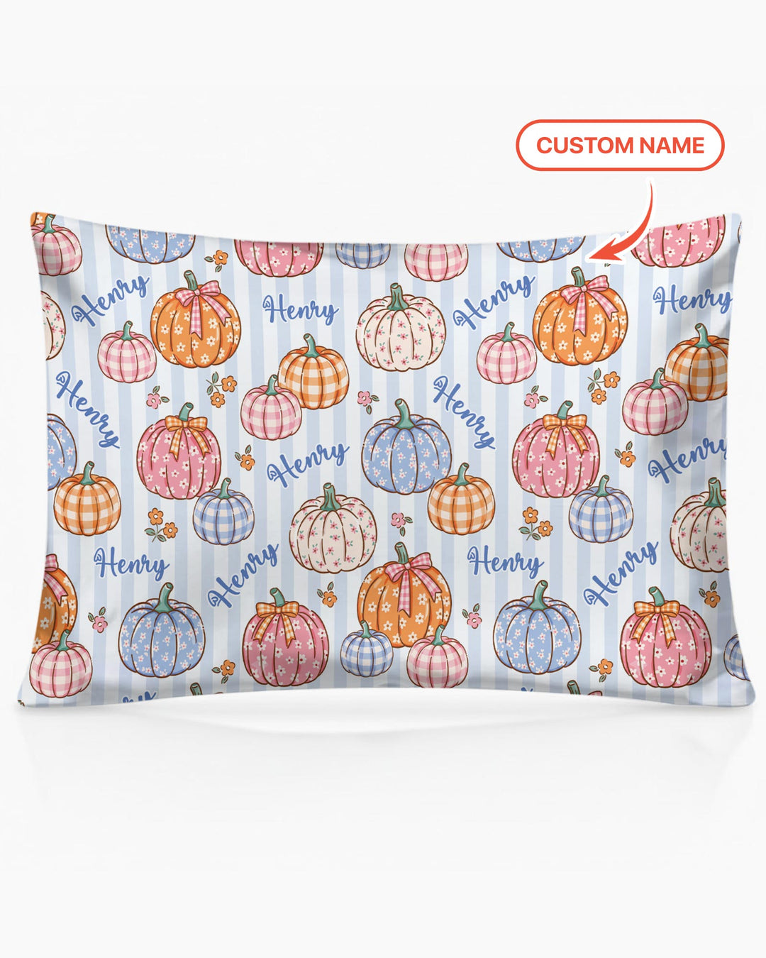 Custom Name Pumpkin Patch Bamboo Pillow Case