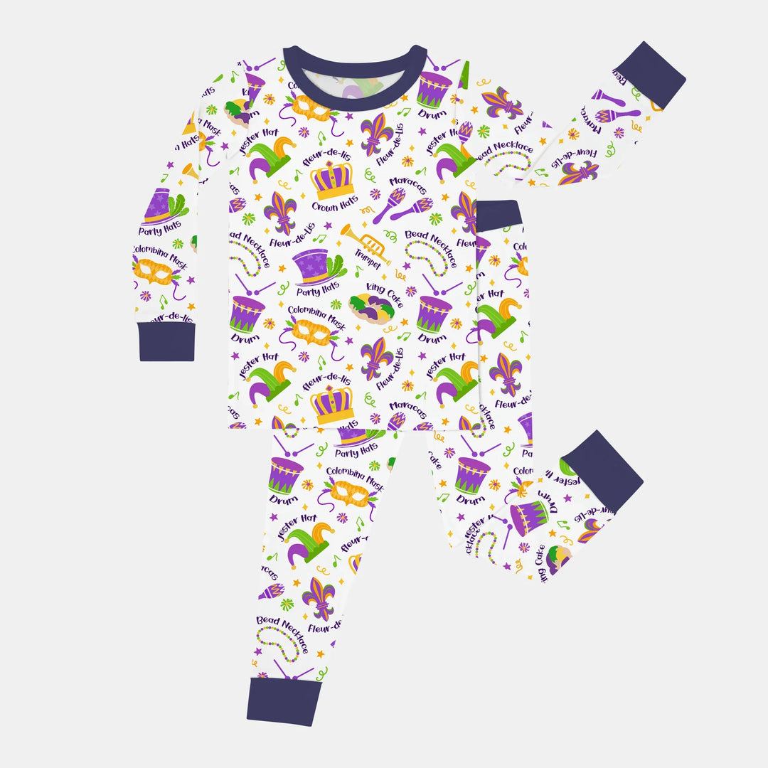 Mardi Gras Family Matching Bamboo Two Piece Long Sleeve Pajama Set