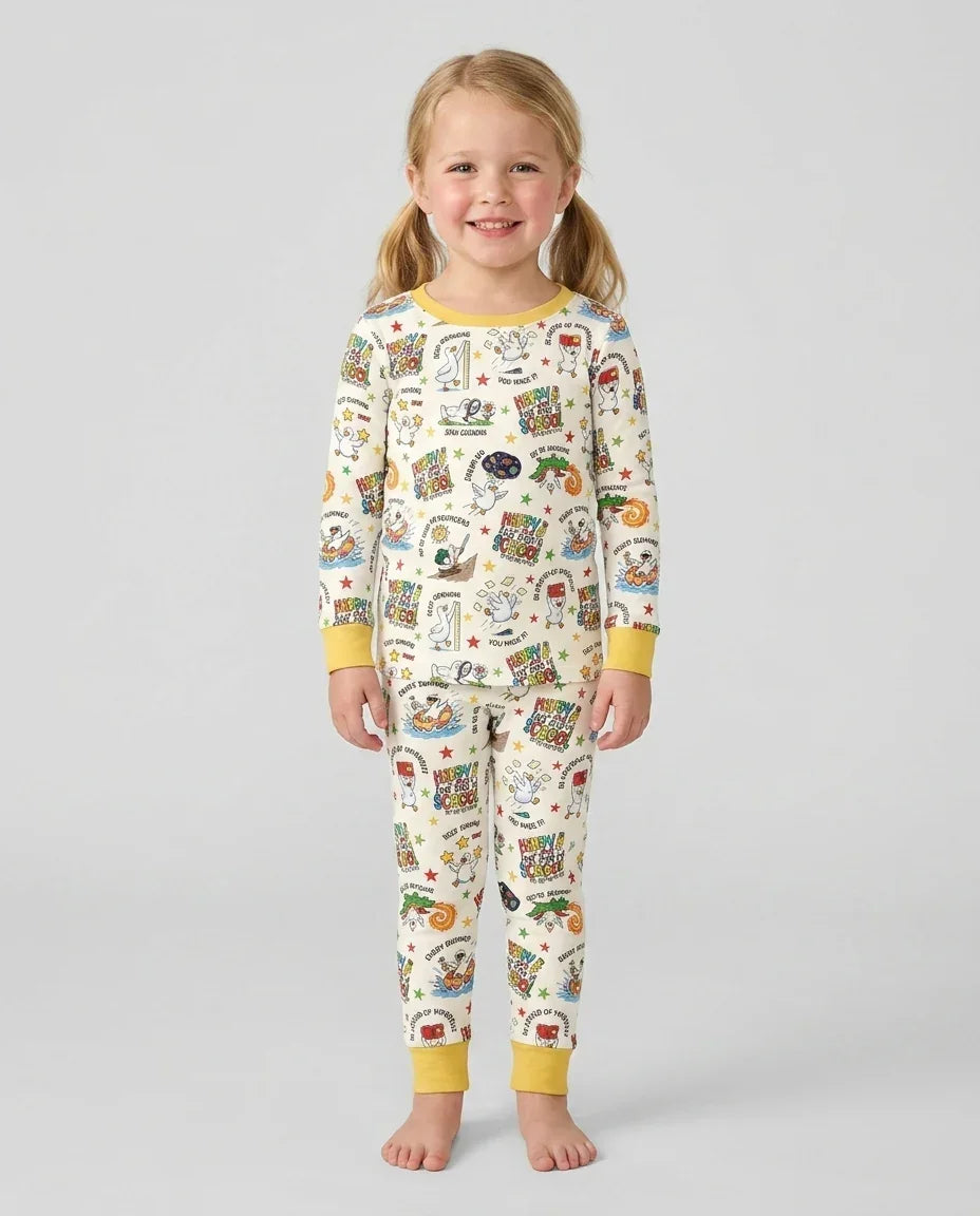 Zweiteiliges Langarm-Pyjama-Set mit Sommerfrüchten