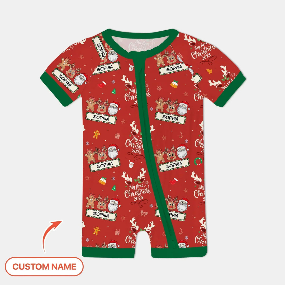 Custom Name "Merry Christmas My Deer" For Girl - Shorty Zippy , Custom Name "Merry Christmas My Deer" For Girl - Shorty Zippy - 0-3M