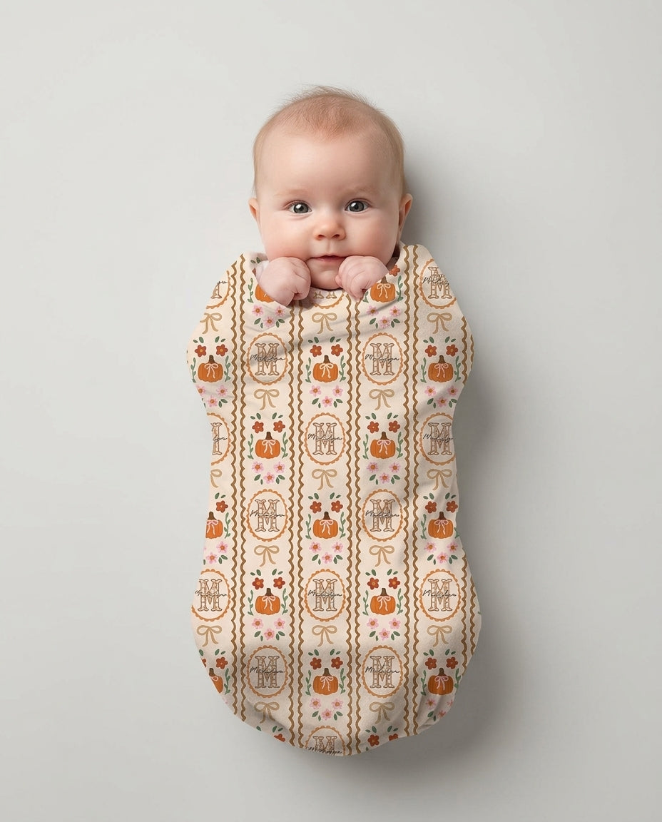 Custom Name Pumpkin Cottage swaddle blanket