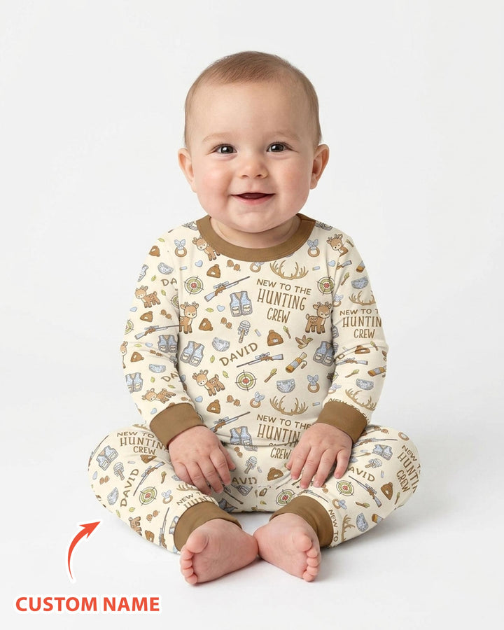 New To The Hunting Crew Custom Name Bamboo Two Piece Long Sleeve Pajama Set