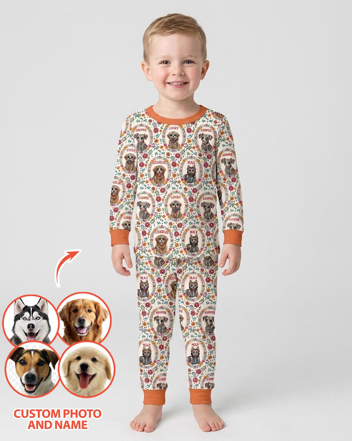 Hispanic Floral Dog Bamboo Two Piece Long Sleeve Pajama Set