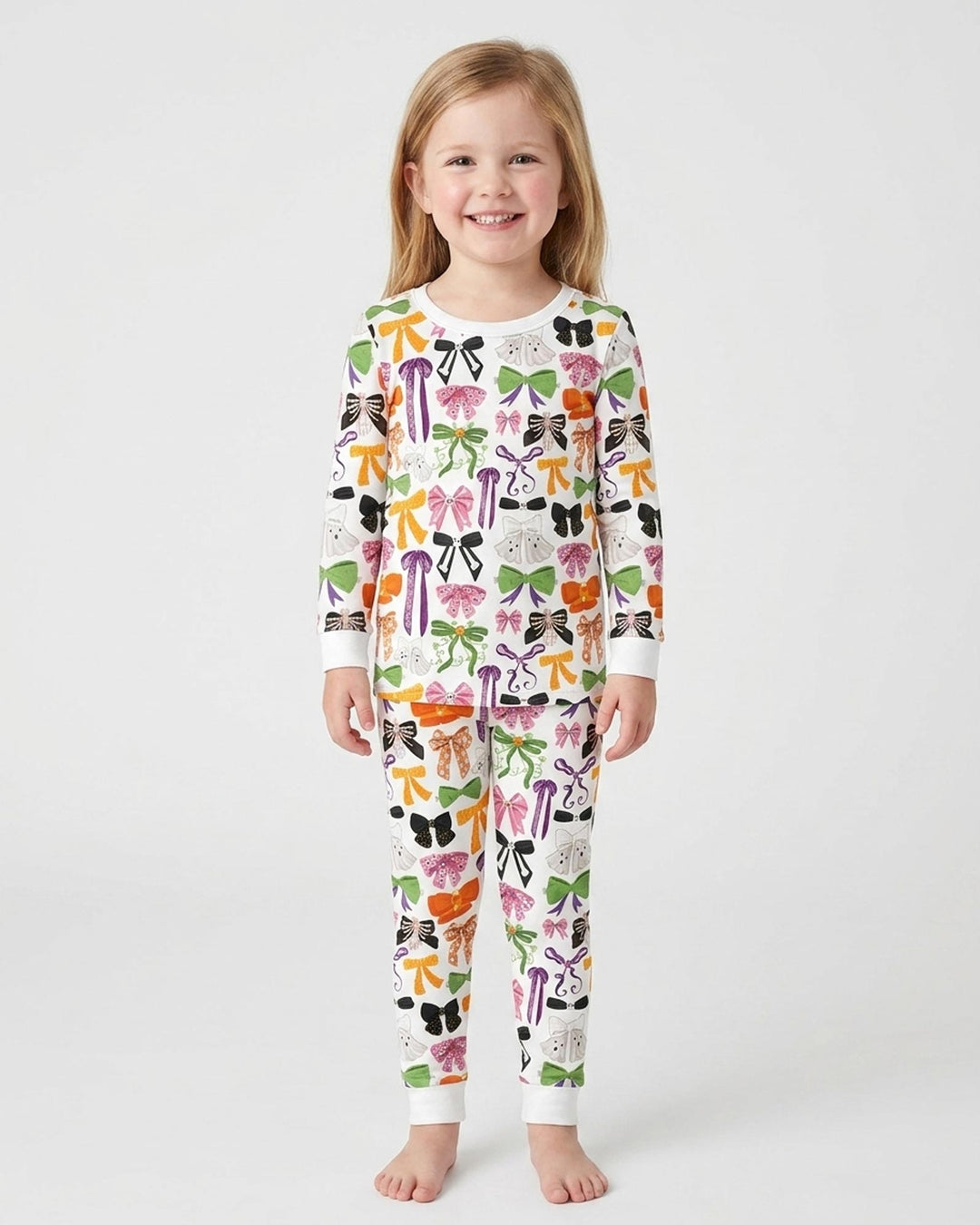 Halloween Coquette Bows Bamboo Two Piece Long Sleeve Pajama Set