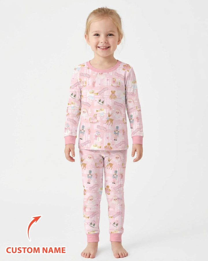 Custom Name Winter Wonderland Bamboo Two Piece Long Sleeve Pajama Set