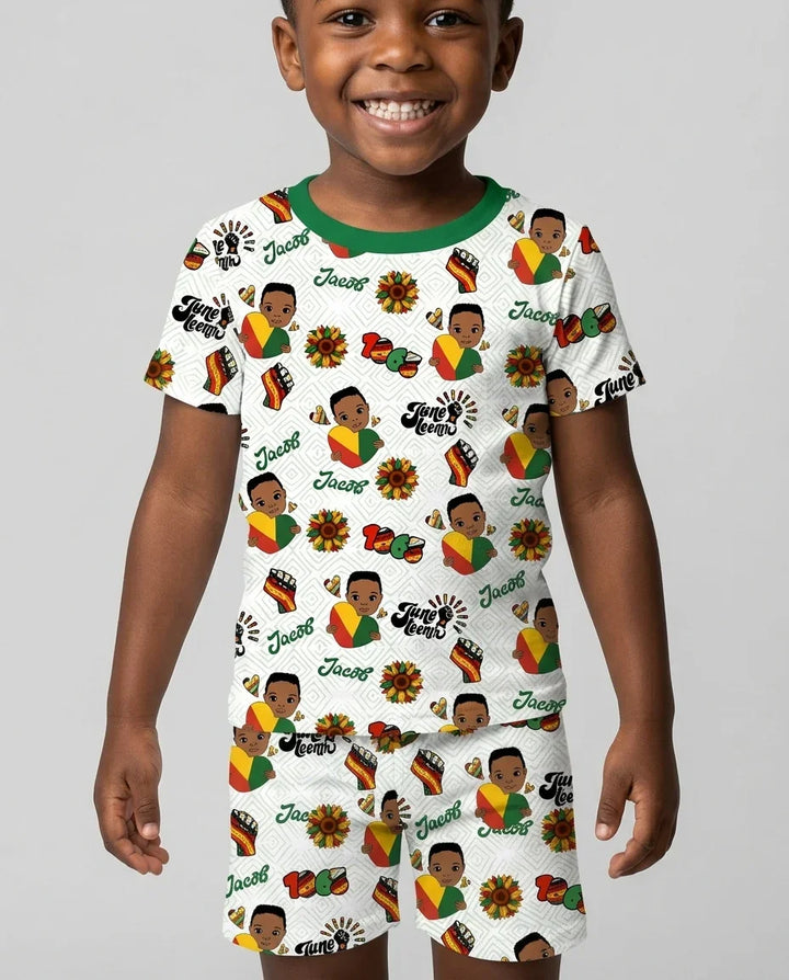 Zweiteiliges Pyjama-Set mit kurzen Ärmeln und Shorts im Sommer-Design