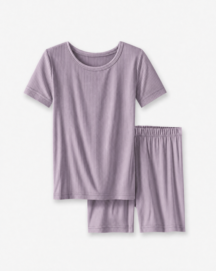 Ribbed Bamboo Two Piece Short Sleeve Short Pajama Set