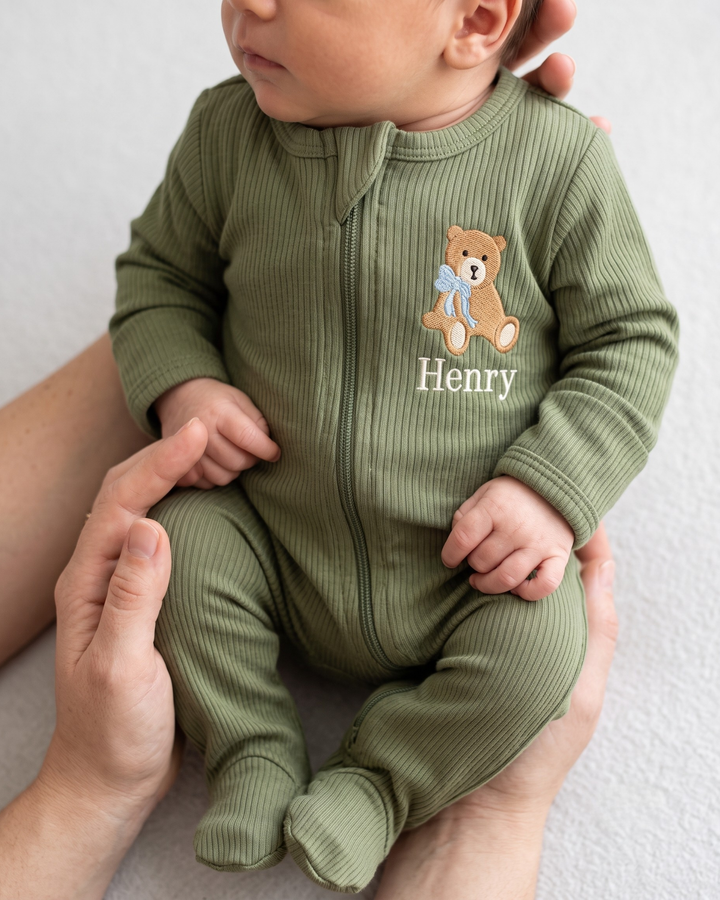 Gerippte Babykleidung mit individuellem Foto - Weich &amp; Skizzenhaft