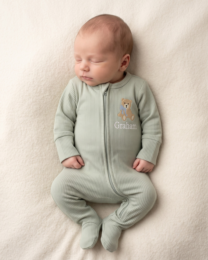 Gerippte Babykleidung mit individuellem Foto - Weich &amp; Skizzenhaft