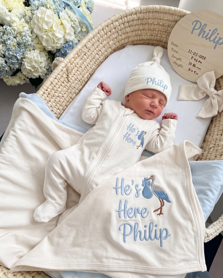 Gerippte Babykleidung mit individuellem Foto - Weich &amp; Skizzenhaft