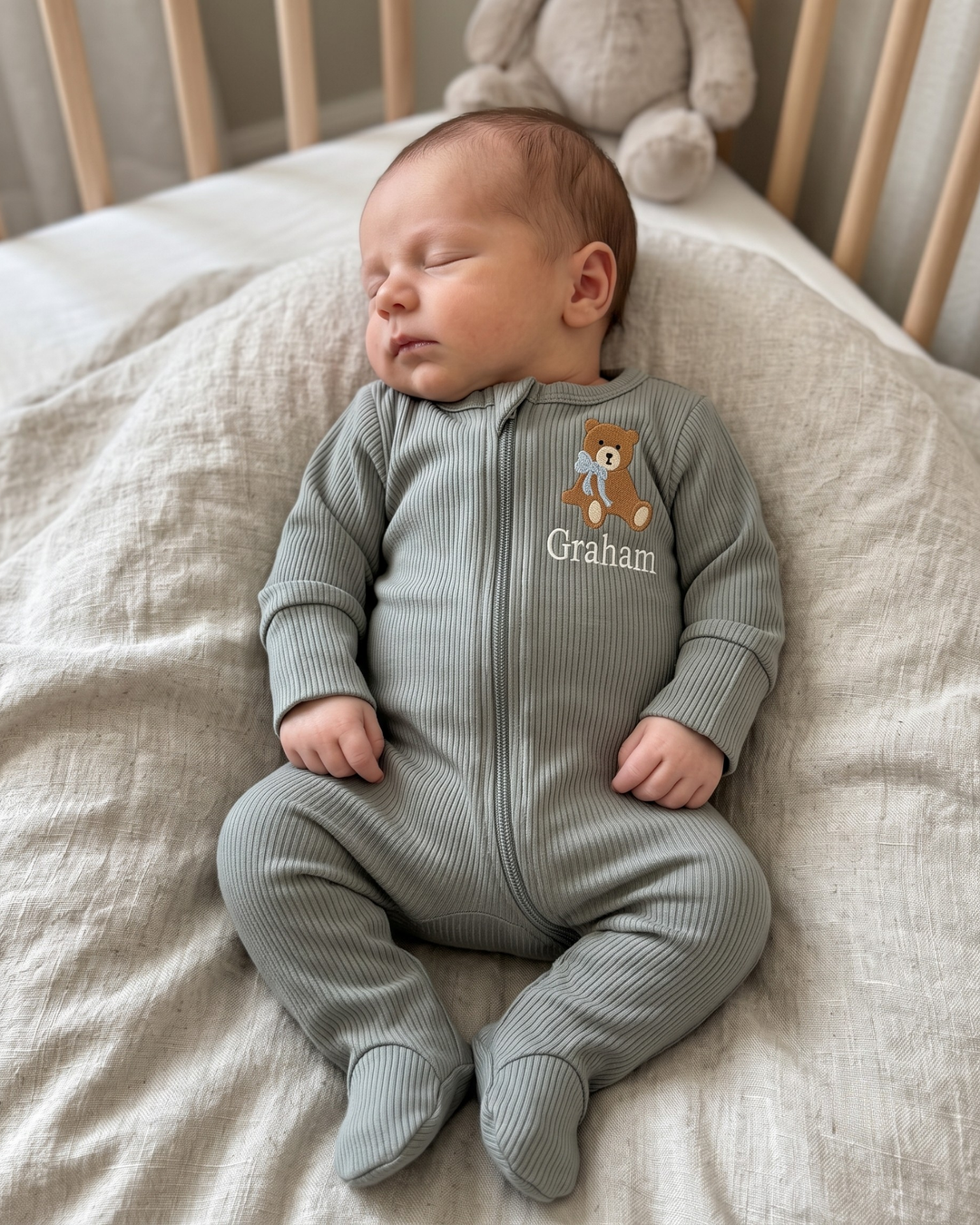 Gerippte Babykleidung mit individuellem Foto - Weich &amp; Skizzenhaft