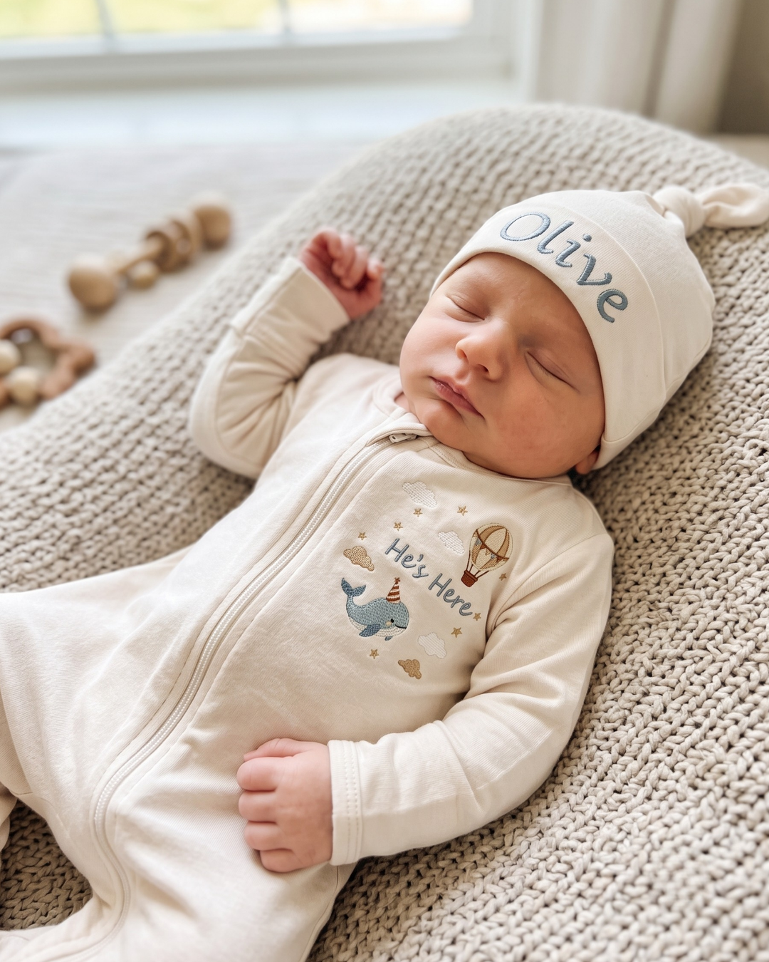 Gerippte Babykleidung mit individuellem Foto - Weich &amp; Skizzenhaft