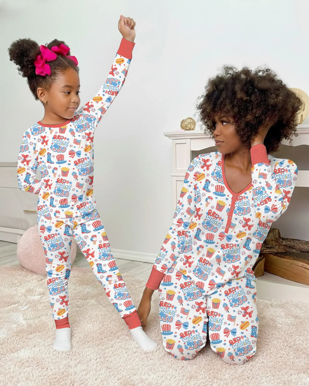 Zweiteiliges Langarm-Pyjama-Set mit Sommerfrüchten