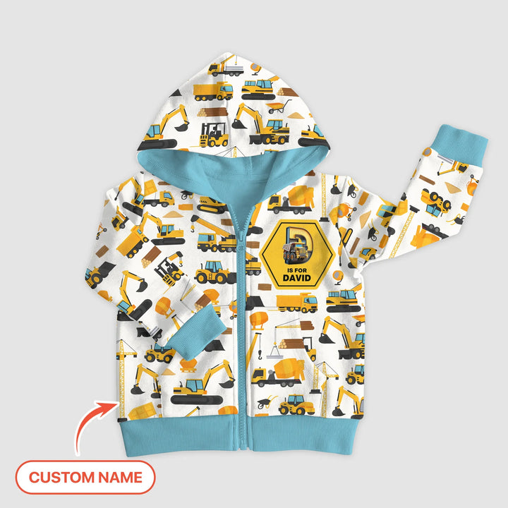 Personalisierter Kapuzenpullover mit Reißverschluss aus Bambus mit Namensinitialen