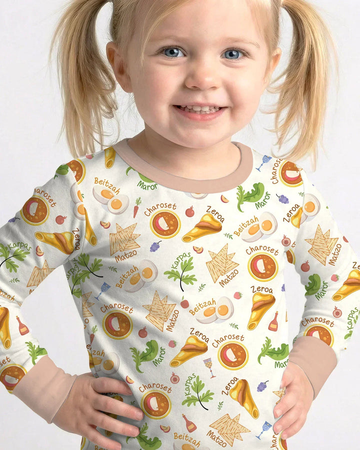 Zweiteiliges Langarm-Pyjama-Set mit Sommerfrüchten