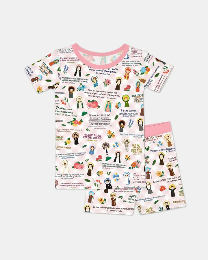 Catholic Saint Quotes Bamboo Two Piece Short Sleeve Shorts Pajama Set