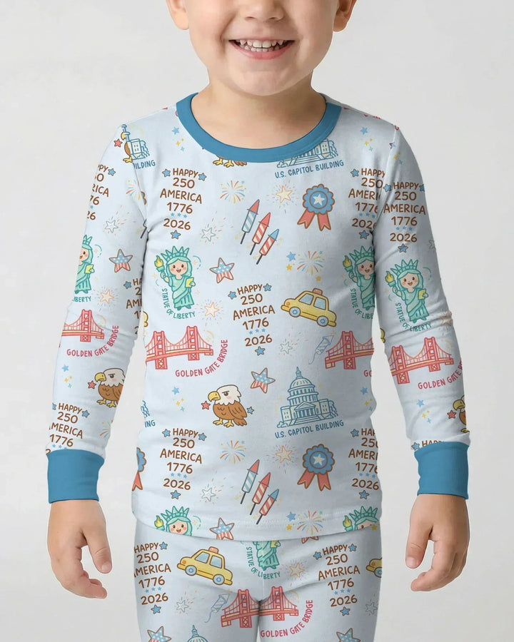 Zweiteiliges Langarm-Pyjama-Set mit Sommerfrüchten