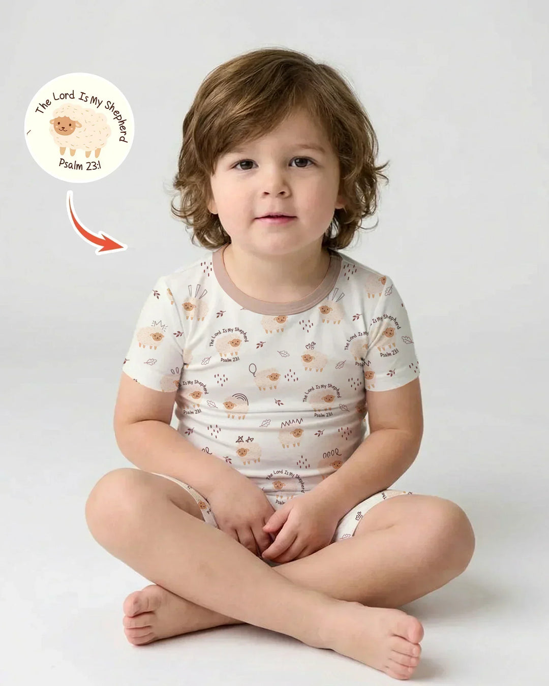 The Lord Is My Shepherd Baby Bamboo Two Piece Short Sleeve Shorts Pajama Set