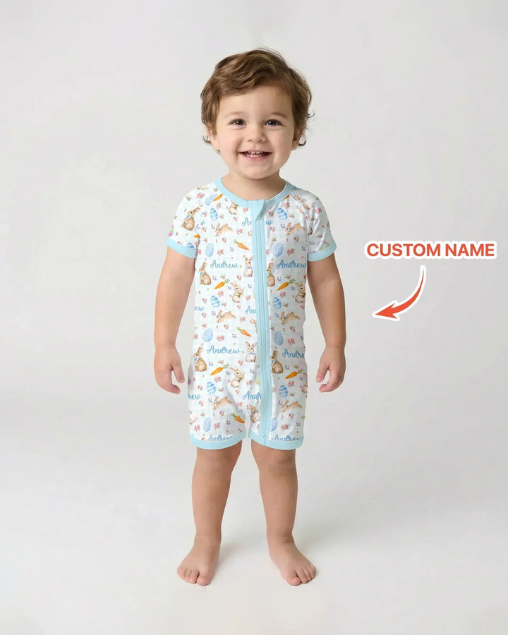 Custom Name Bunny Garden Bamboo Shorty Zippy