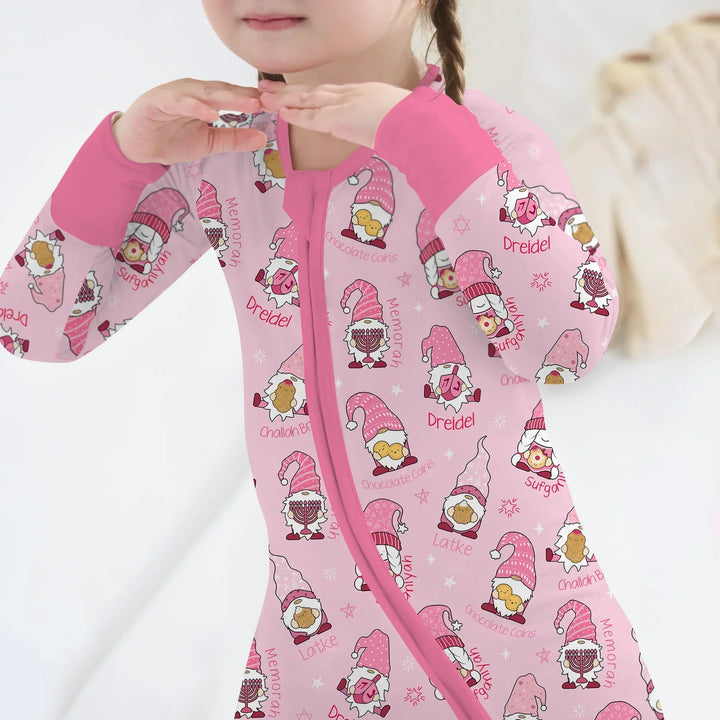 Happy Hanukkah Matching Family Convertible Zippy , Happy Hanukkah Matching Family Convertible Zippy - 0-3M / Girl