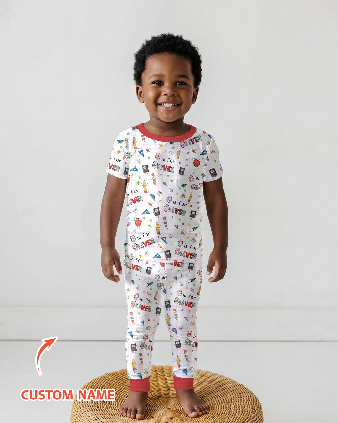 Personalized Back To School Bamboo Two Piece Short Sleeve Pajama Set