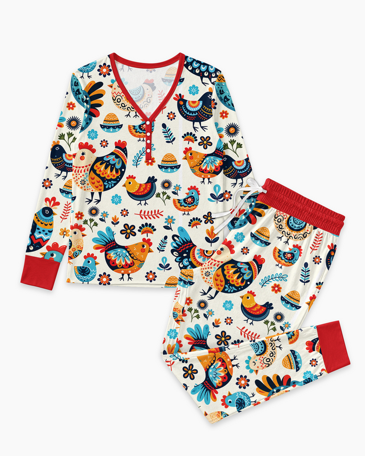 Pioneer Chickens And Roosters Bamboo Women Pajama Set