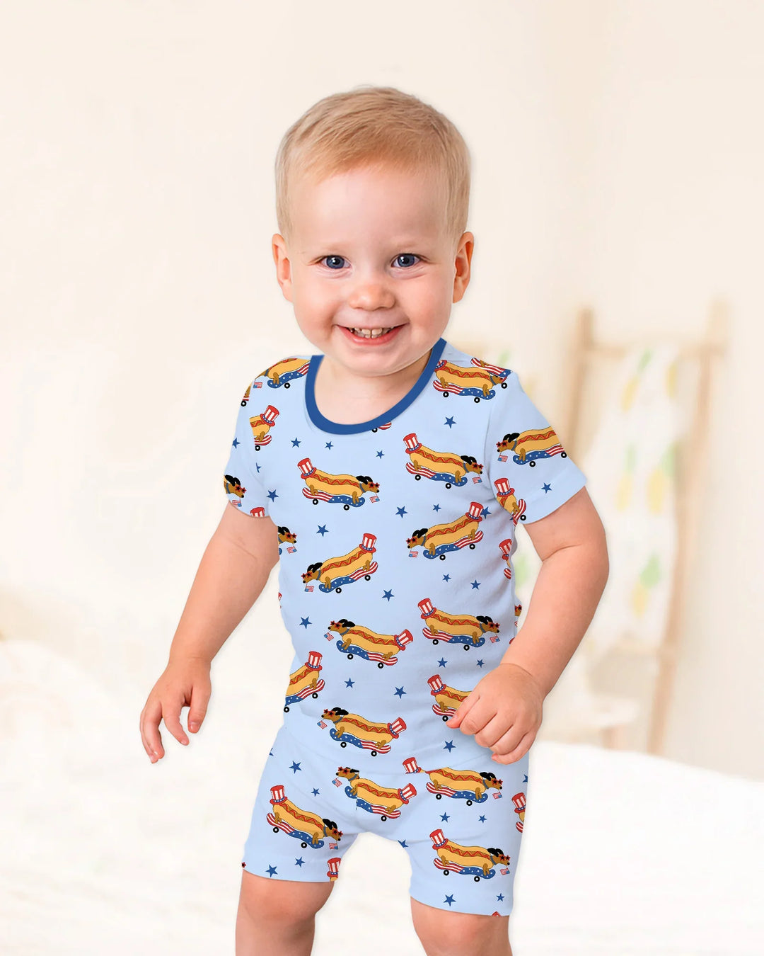 Schlafanzug-Set zweiteilig, kurze Ärmel, kurze Hose, Bambus