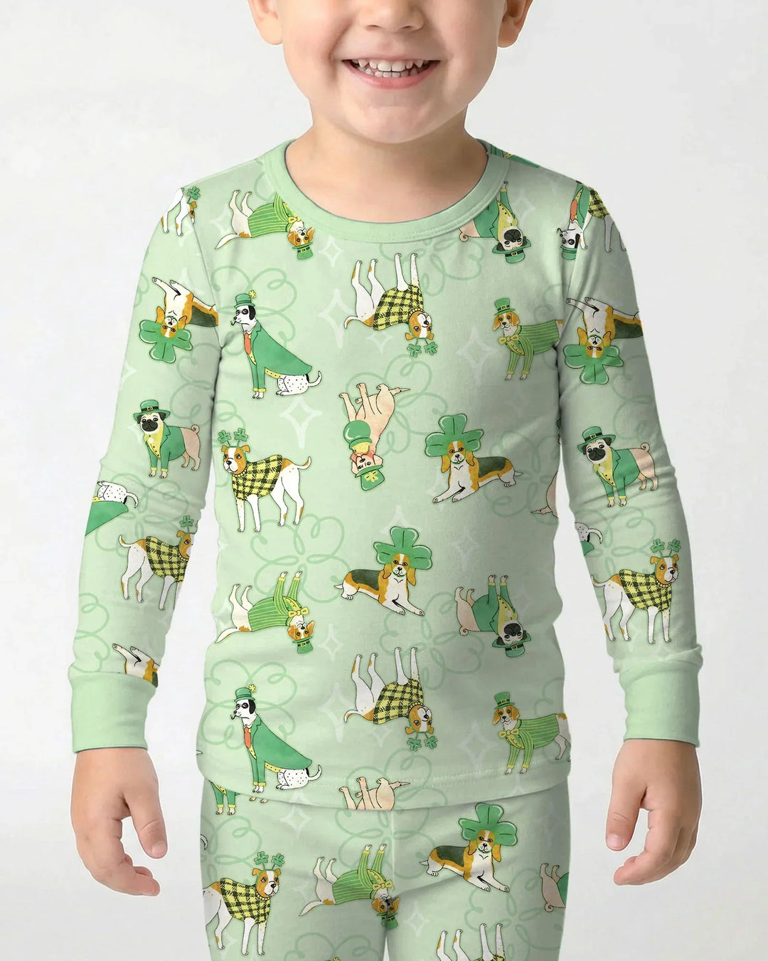 St. Patrick's Day Puppies Bamboo Two Piece Long Sleeve Pajama Set
