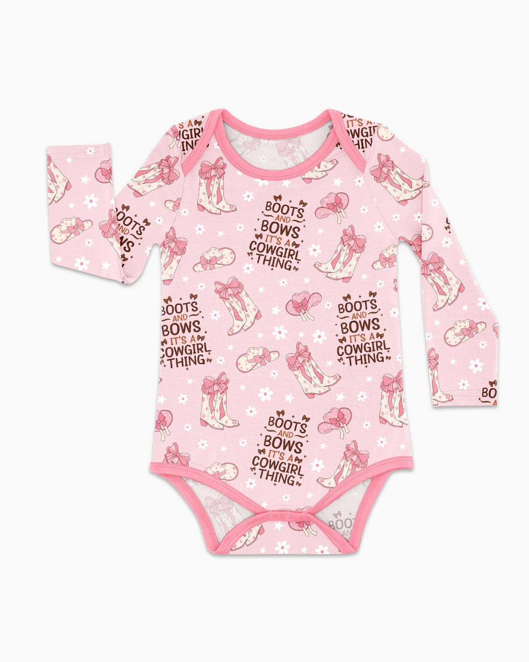 Western Cowgirl Boots And Bows Bamboo Bodysuit