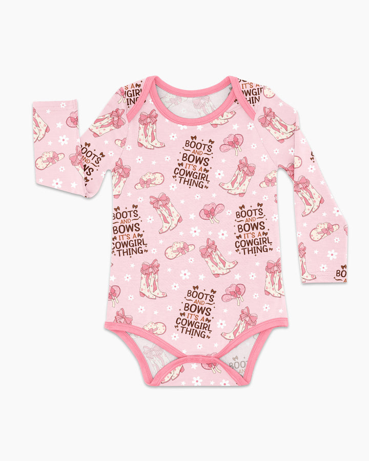 Western Cowgirl Boots And Bows Bamboo Bodysuit