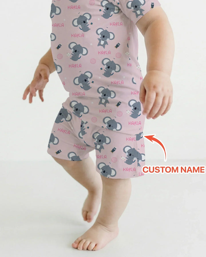 Zweiteiliges Pyjama-Set mit kurzen Ärmeln und Shorts im Sommer-Design