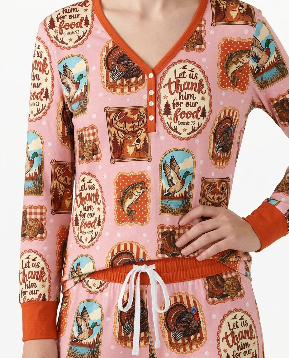 Hunting Let Us Thank Him For Our Food Bamboo Women Pajama Set