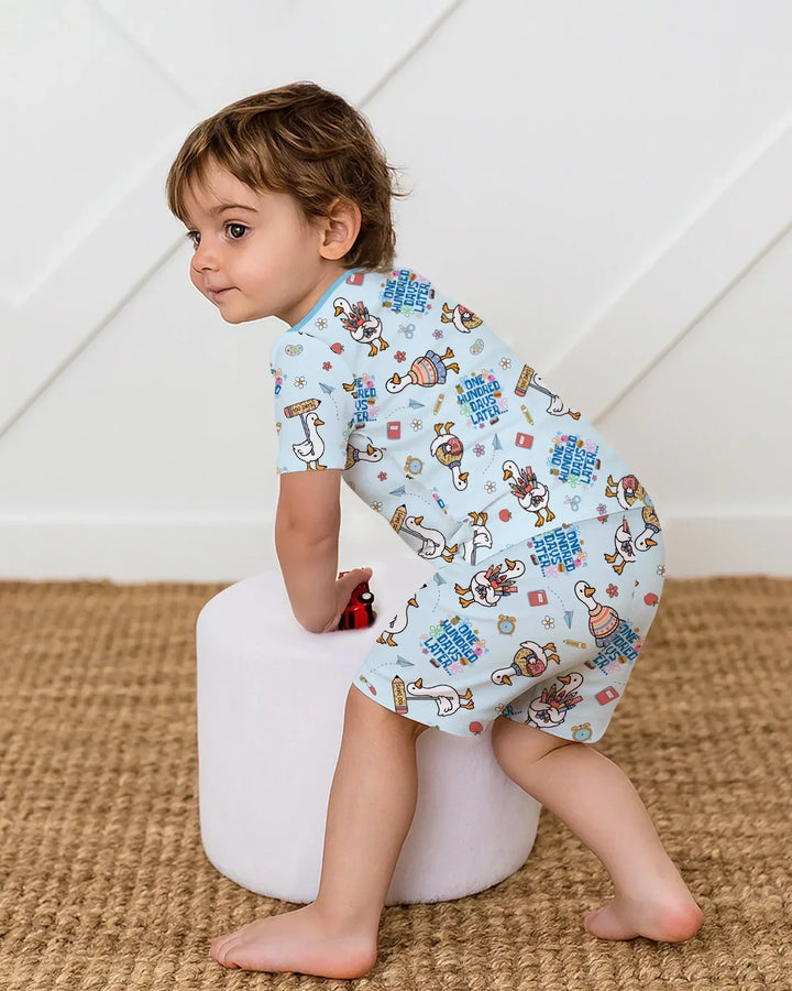 One Hundred Days Later Silly Goose Bamboo Two Piece Short Sleeve Shorts Pajama Set