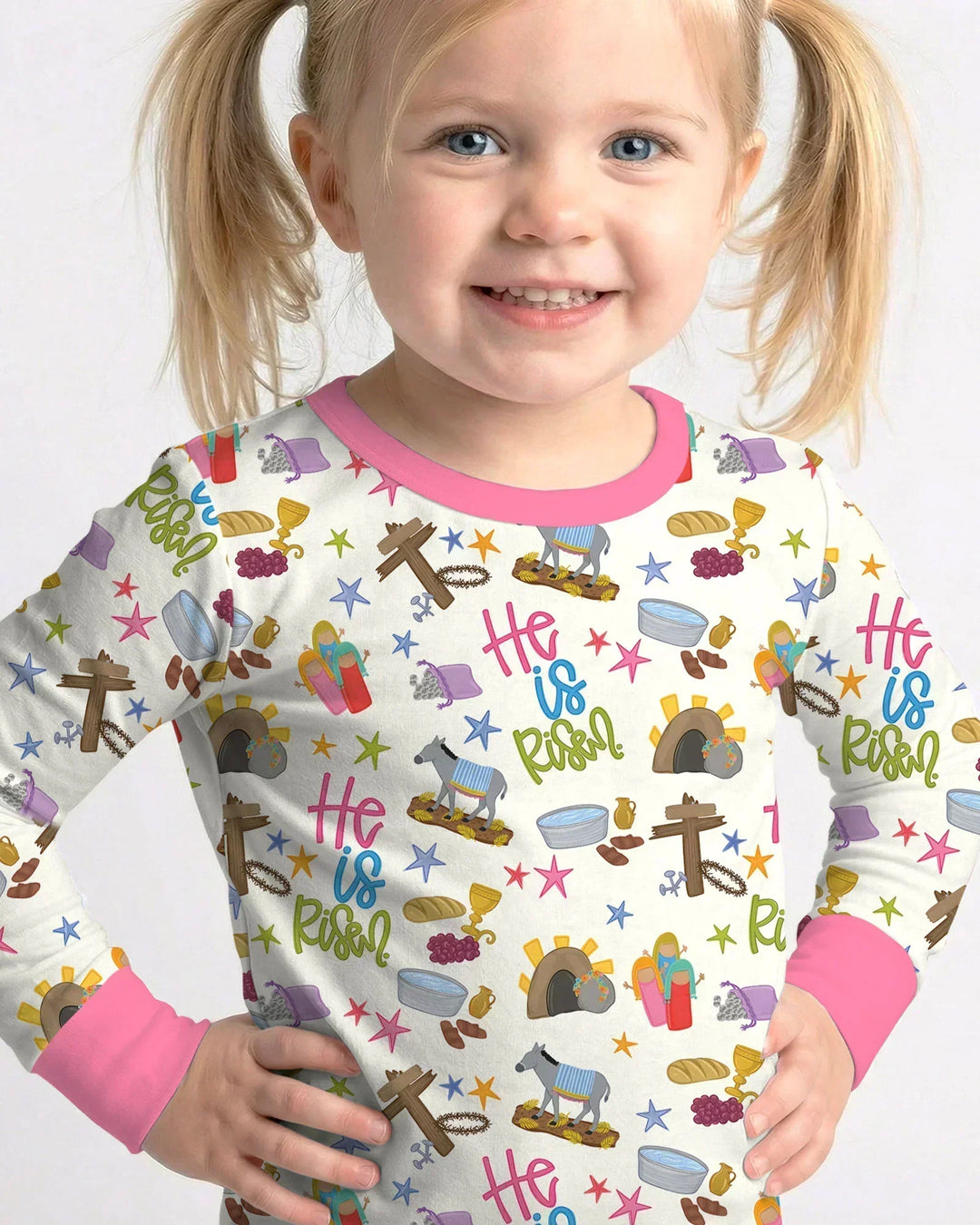 Zweiteiliges Langarm-Pyjama-Set mit Sommerfrüchten