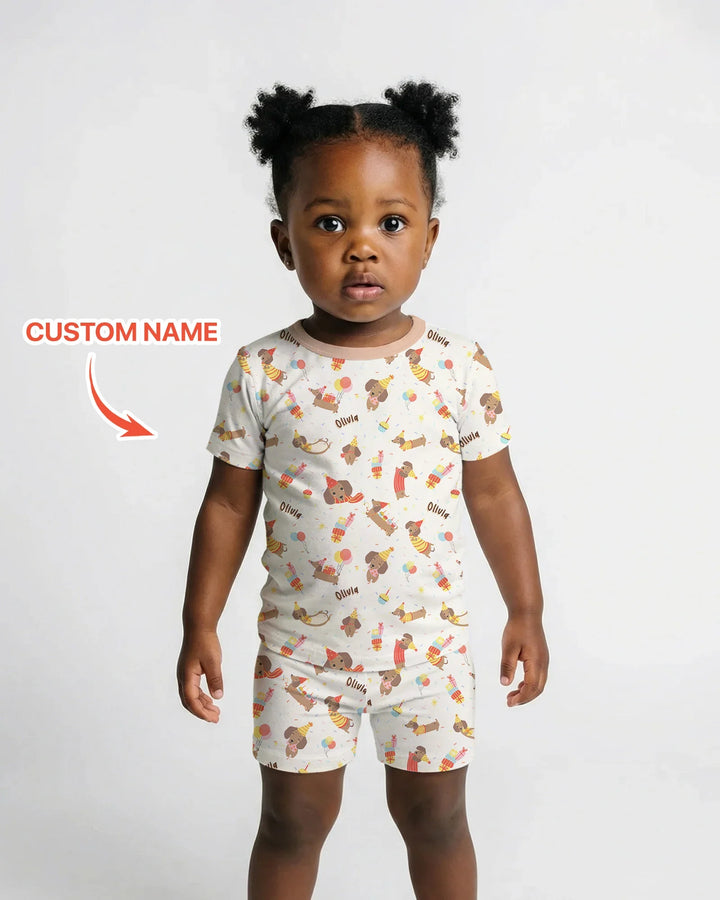 Zweiteiliges Pyjama-Set mit kurzen Ärmeln und Shorts im Sommer-Design