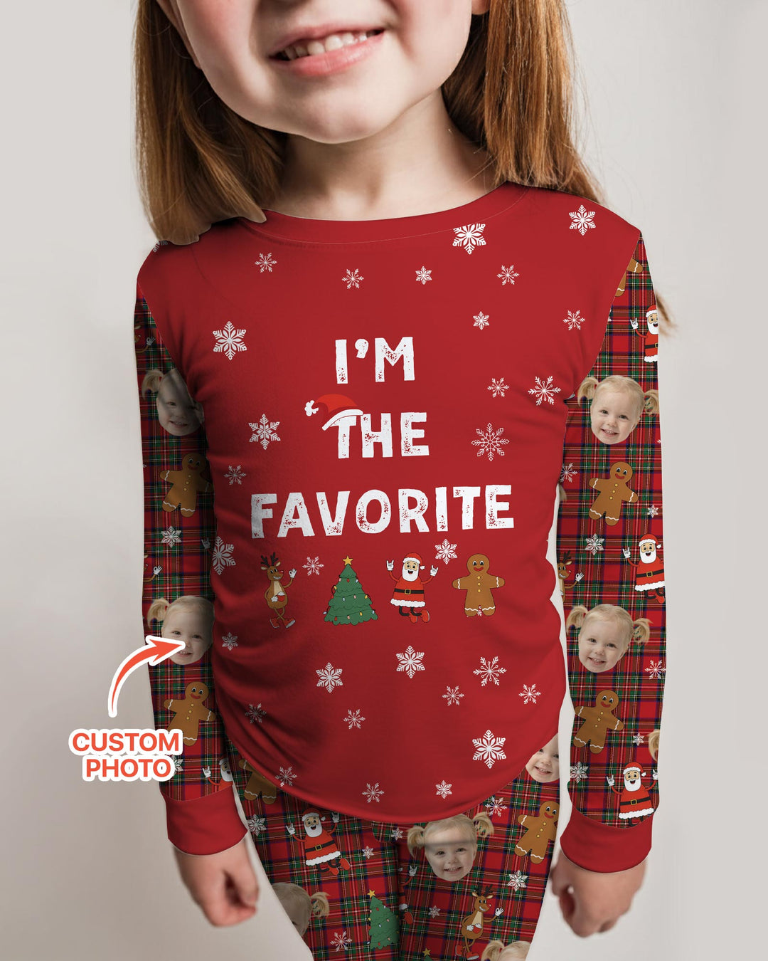 I'm The Favorite Christmas Funny Brother Sister Matching Bamboo Two Piece Long Sleeve Pajama Set