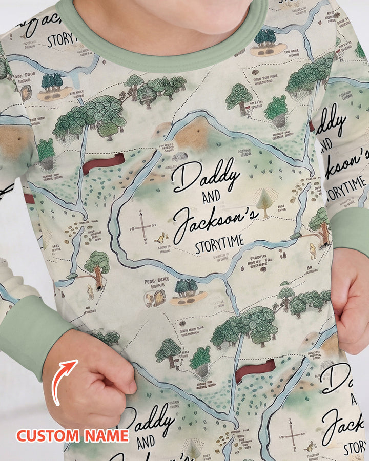 Mommy Daddy And Me Bedtime Story Family Matching Bamboo Two Piece Long Sleeve Pajama Set