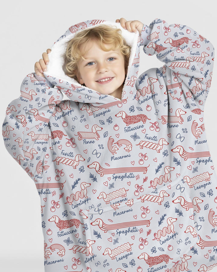 Funny Dachshund Pasta Pups Bamboo Blanket Hoodie