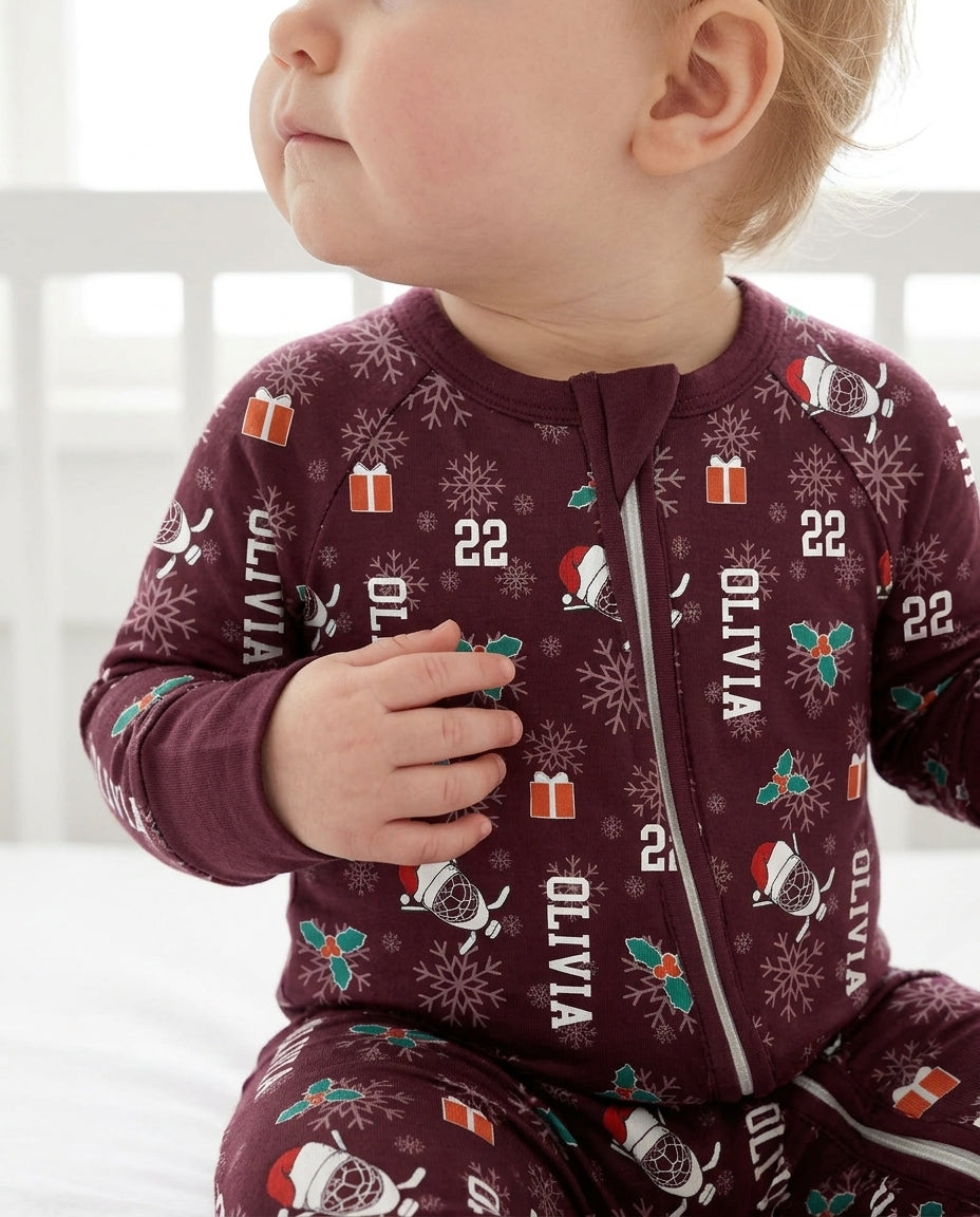 Custom Name Hockey Holiday Bamboo Convertible Zippy