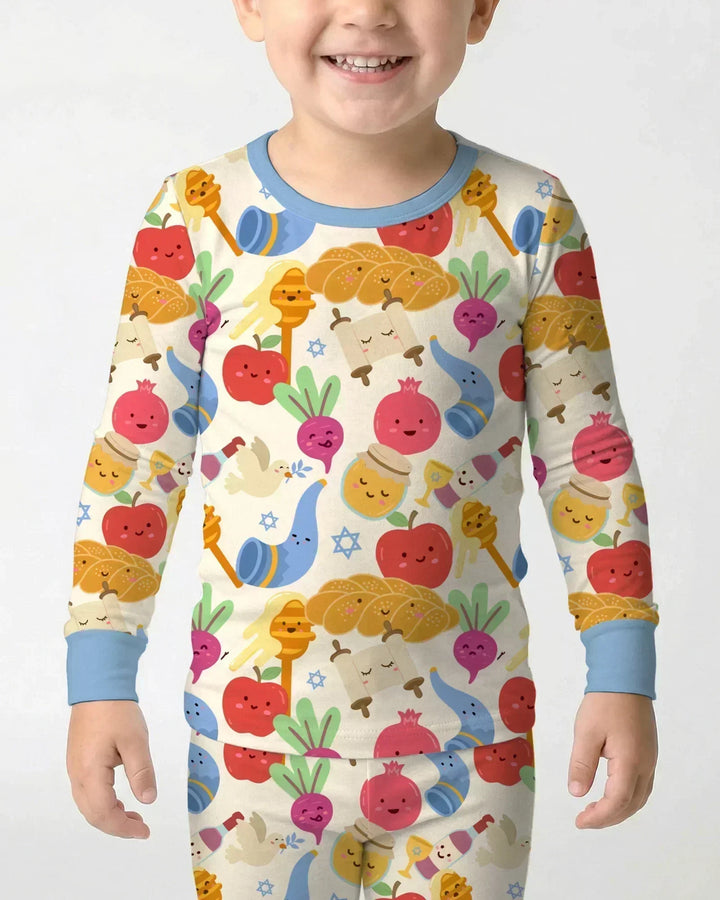Zweiteiliges Langarm-Pyjama-Set mit Sommerfrüchten