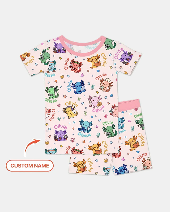 Zweiteiliges Pyjama-Set mit kurzen Ärmeln und Shorts im Sommer-Design