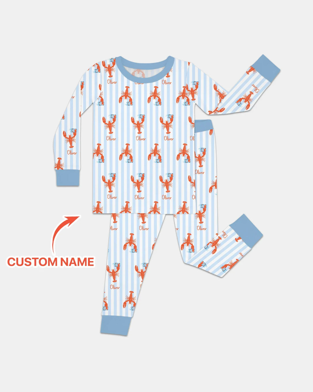 Custom Name Crawfish Beer Season Bamboo Two Piece Long Sleeve Pajama Set