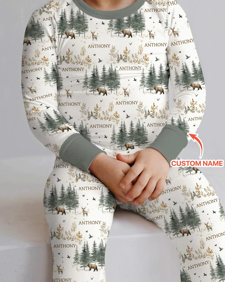 Zweiteiliges Langarm-Pyjama-Set mit Sommerfrüchten