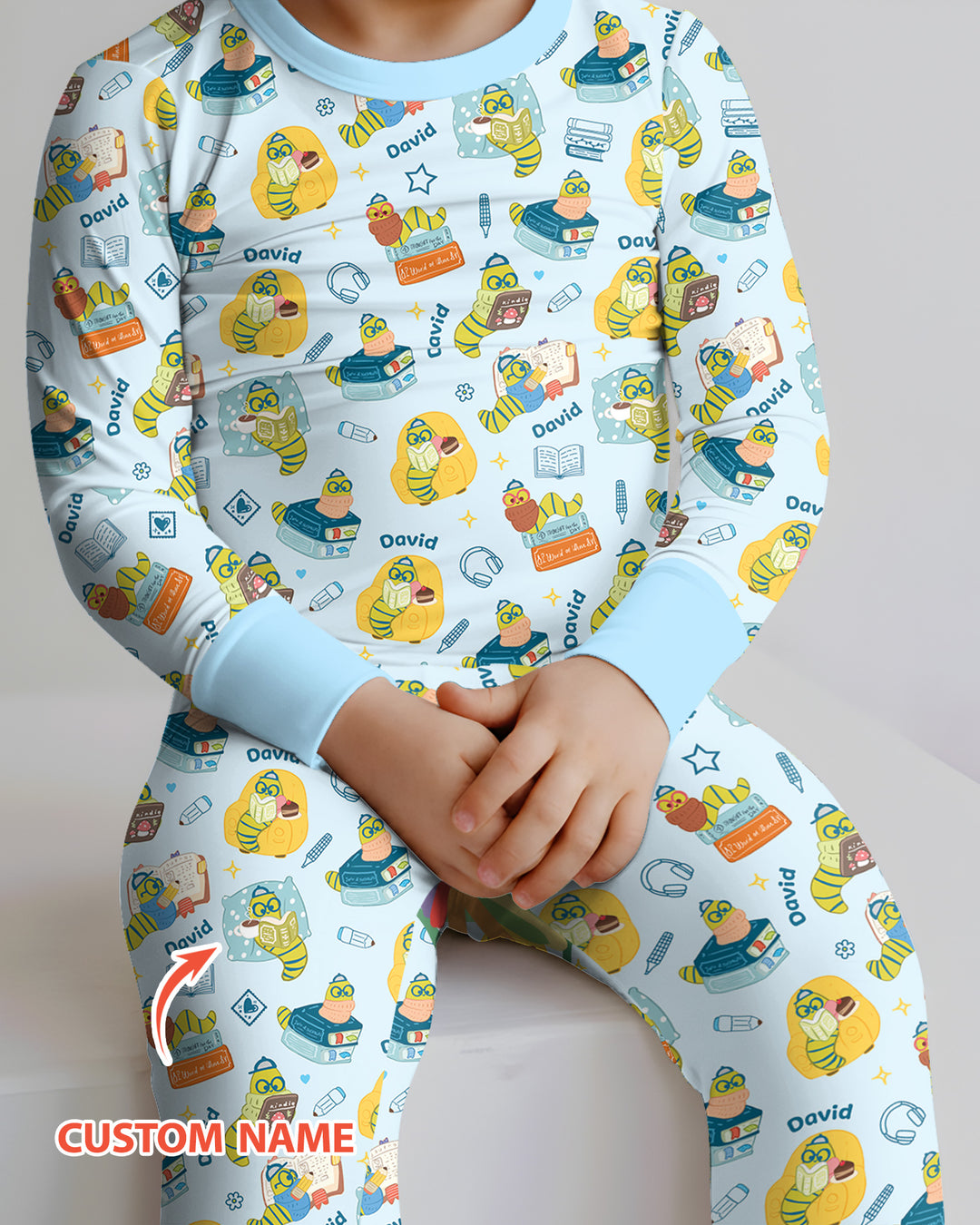 Little Book Worm Family Matching Bamboo Two Piece Long Sleeve Pajama Set