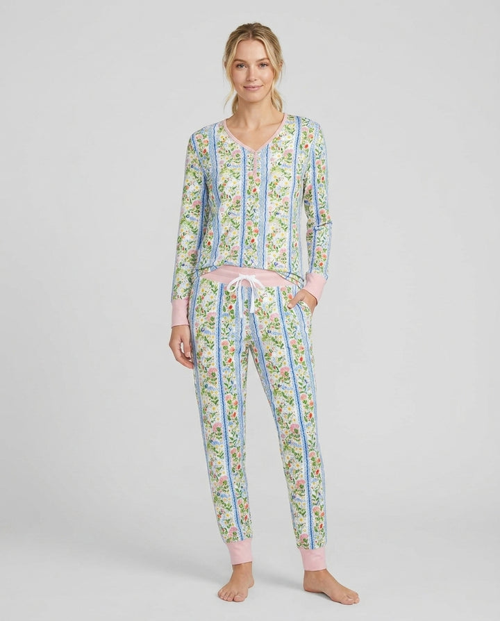 Paste Floral Girl Bamboo Women Pajama Set