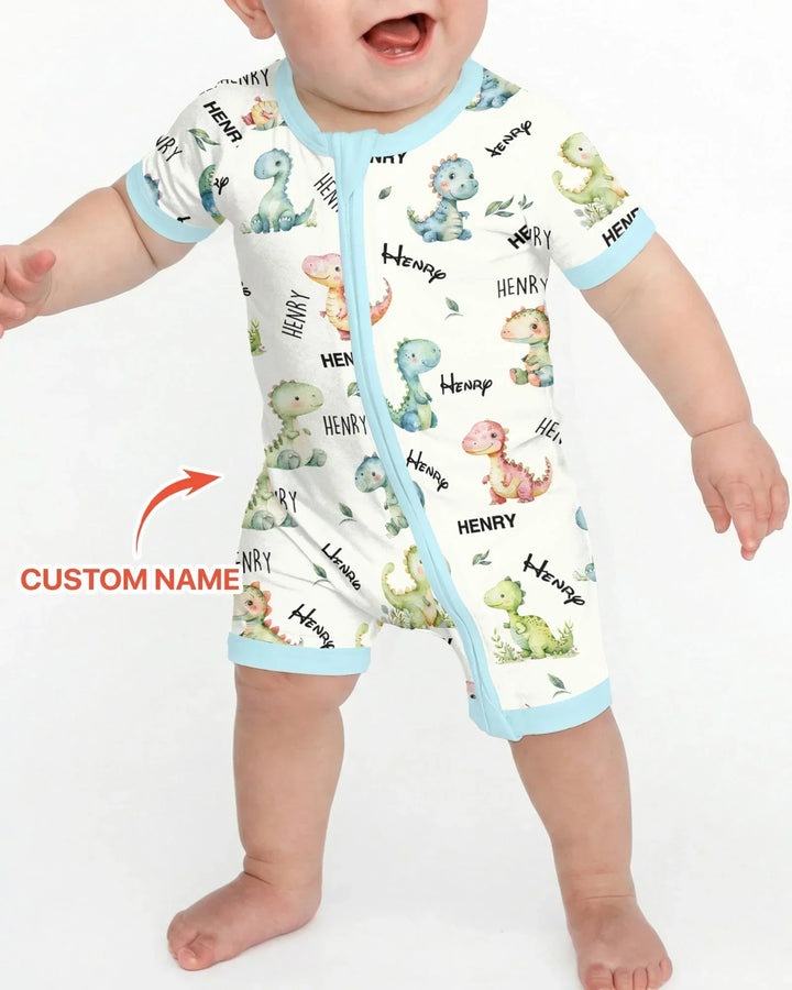 Dinosaur Custom Name Bamboo Shorty Zippy
